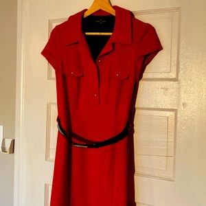 Classy wool tailored red dress